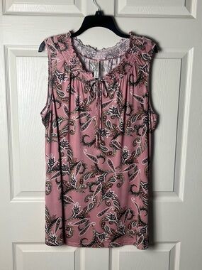 Perseption Pink Paisley Tie-Neck Tank